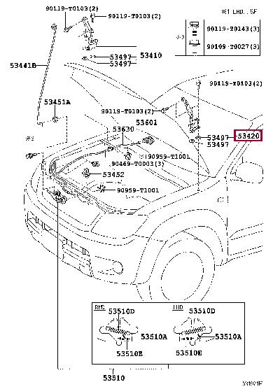 534200K100 Toyota Петля капоту