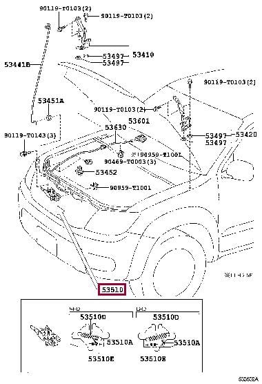 535100K281 Toyota Замок капота