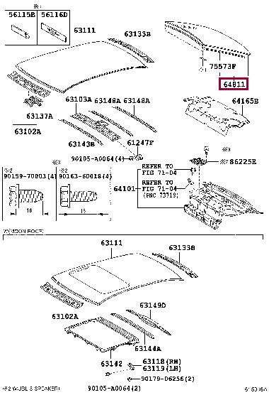 6480106120 Toyota Панель, підлокітник спереду, верхня частина lh