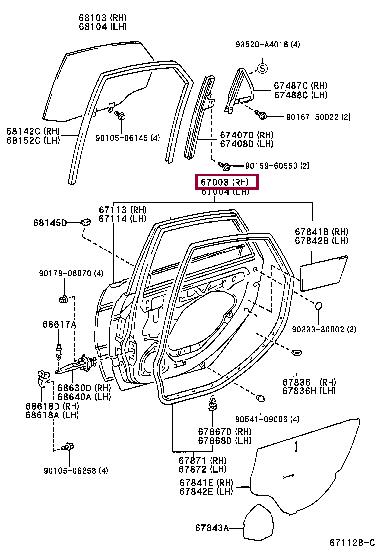 6700305070 Toyota Обшивка двери задней правой