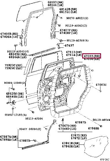 670030C151 Toyota Обшивка дверей задніх правих