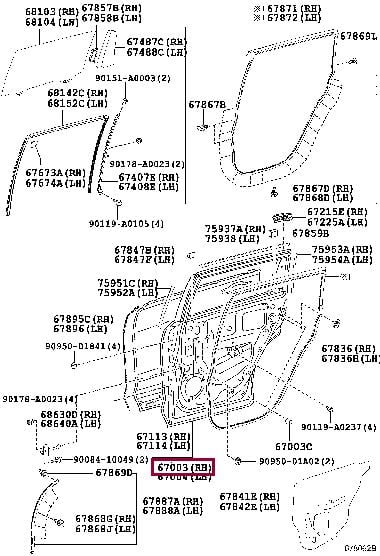 670030E110 Toyota Двері задні праві