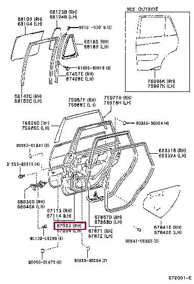 6700342050 Toyota Обшивка двери задней правой
