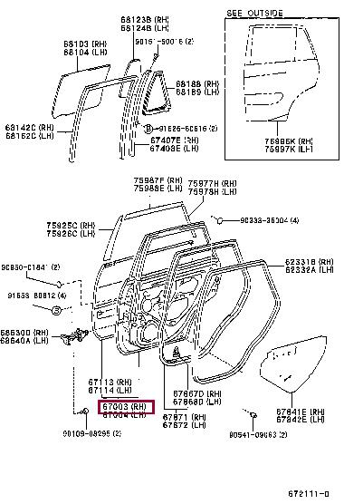 6700342060 Toyota Обшивка двери задней правой