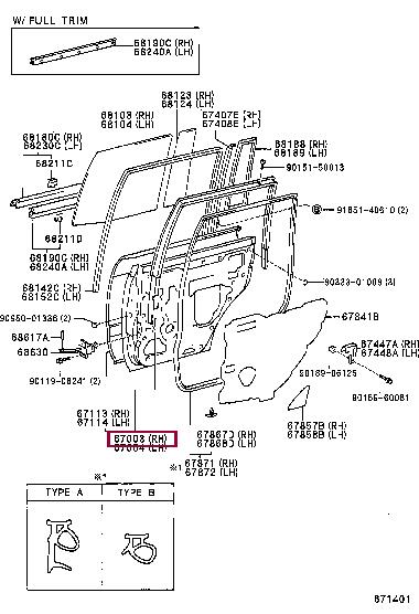 6700360102 Toyota Обшивка двери задней правой