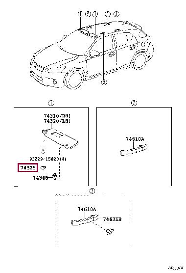7431760020B1 Toyota Заглушка крепления солнцезащитного козырька