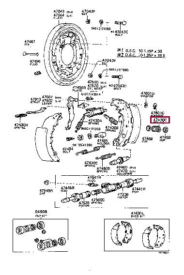 9050120604 Toyota Комплект монтажный тормозных колодок