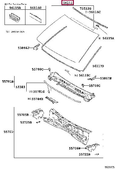 Toyota 56101-60710 Скло вітрове 5610160710: Приваблива ціна - Купити в Україні на EXIST.UA! 5610160710 Toyota Скло вітрове