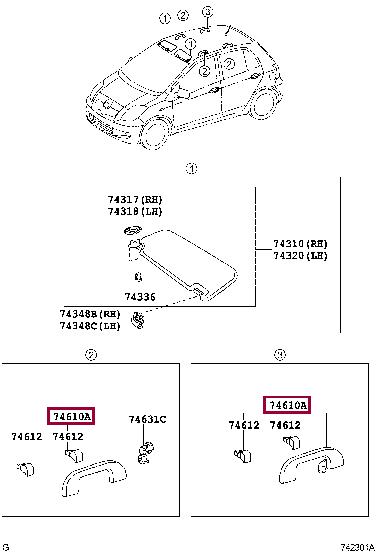 Toyota 74610-52020-B1 Ручка салонна пластмасова передня 7461052020B1: Купити в Україні - Добра ціна на EXIST.UA!