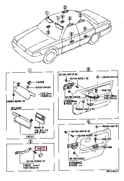 7461222050B7 Toyota Накладка ручки салона