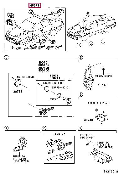 8907650100 Toyota Цилиндр замка двери, комплект