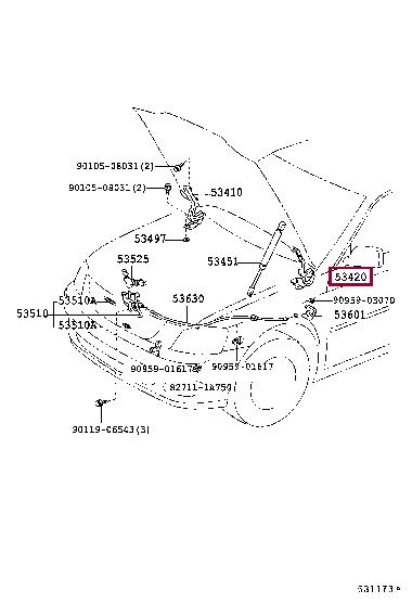 5342033120 Toyota Петля капота левая