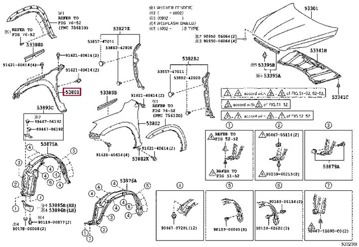 Toyota 53811-42290 Крыло в сборе переднее правое 5381142290: Отличная цена - Купить в Украине на EXIST.UA! 5381142290 Toyota Крыло в сборе переднее правое