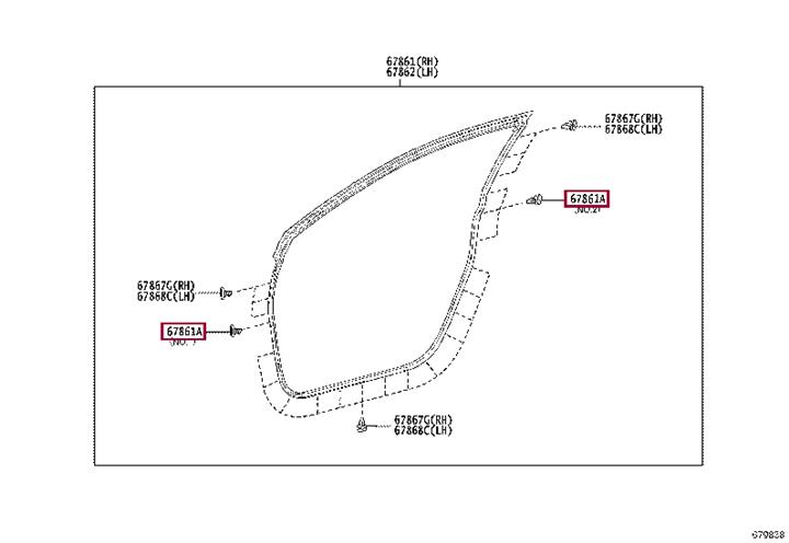 Toyota 67867-0C010 Clip, door weatherstrip(for front door) 678670C010: Отличная цена - Купить в Украине на EXIST.UA! 678670C010 Toyota Clip, door weatherstrip(for front door)