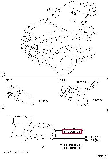 879060C020 Toyota Стекло наружного зеркала левого
