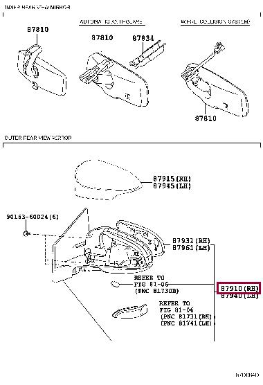 8791002G30 Toyota Зеркало наружное заднего вида