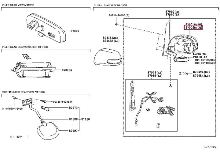 8796128A71 Toyota Стекло лв. зеркала