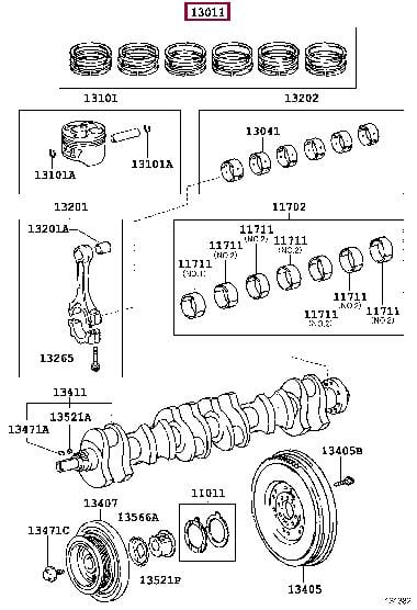 1301146051 Toyota Кольца поршневые