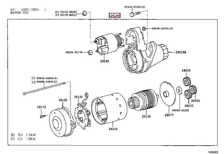 281000H100 Toyota Стартер