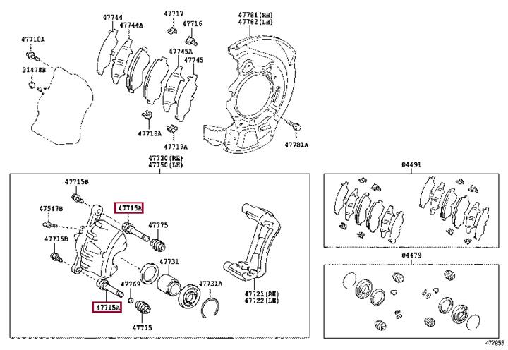 Toyota 47715-30080 Направляющая суппорта 4771530080: Отличная цена - Купить в Украине на EXIST.UA! 4771530080 Toyota Направляющая суппорта