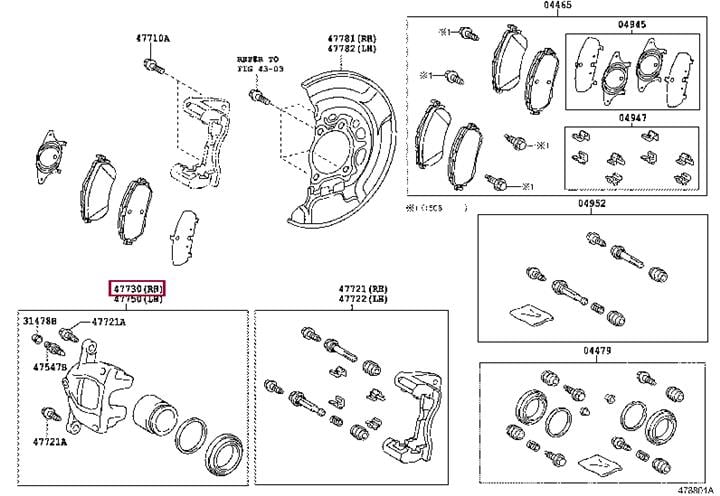 4773002510 Toyota Тормозной суппорт передний правый