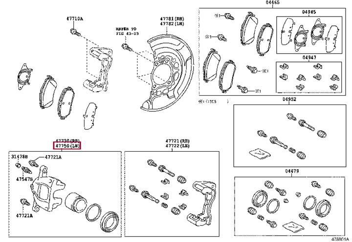 4775002250 Toyota Тормозной суппорт левый
