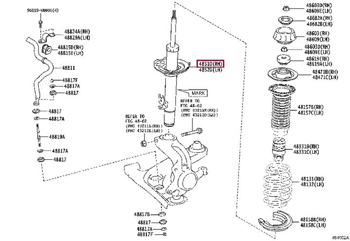 485100H040 Toyota Амортизатор подвески передний правый