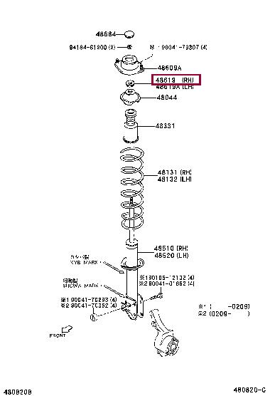 Toyota 48619-97201 Bearing, strut mounting, rh 4861997201: Отличная цена - Купить в Украине на EXIST.UA! 4861997201 Toyota Bearing, strut mounting, rh