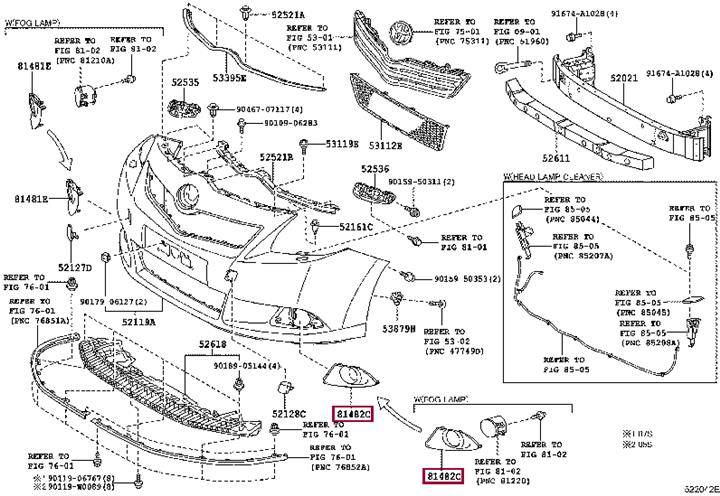 814820F020 Toyota Рамка фары противотуманной левой