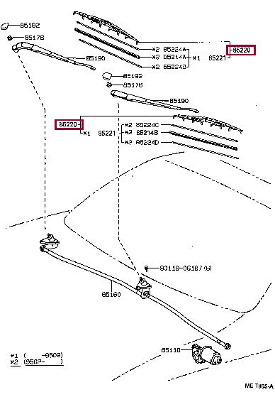 Toyota 85222-12692 Щітка склоочисника 8522212692: Приваблива ціна - Купити в Україні на EXIST.UA! 8522212692 Toyota Щітка склоочисника