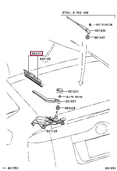Toyota 85242-47010 Щетка стеклоочистителя 8524247010: Отличная цена - Купить в Украине на EXIST.UA! 8524247010 Toyota Щетка стеклоочистителя