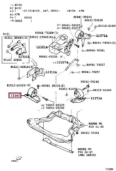 1230597401 Toyota Подушка двигателя