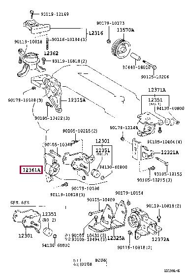 1236122050 Toyota Подушка двигателя