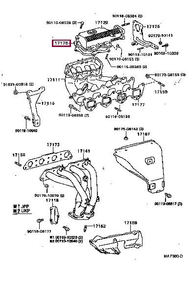 1717615010 Toyota Прокладка впускного колектора