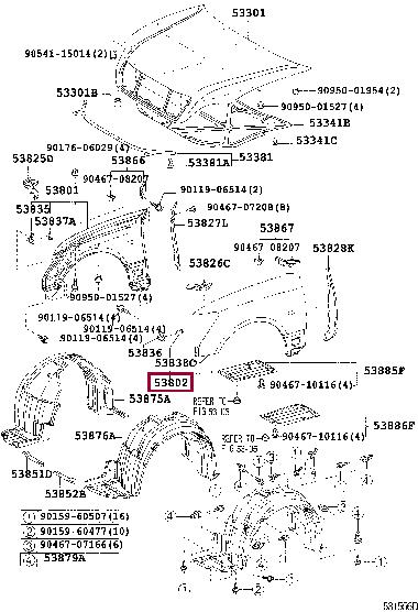 5380250150 Toyota Крыло переднее левое