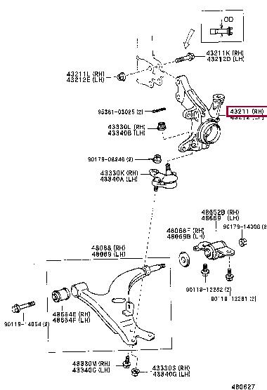 4321142021 Toyota Кулак поворотний