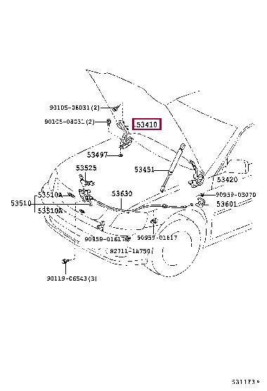 5341033120 Toyota Петля капота права