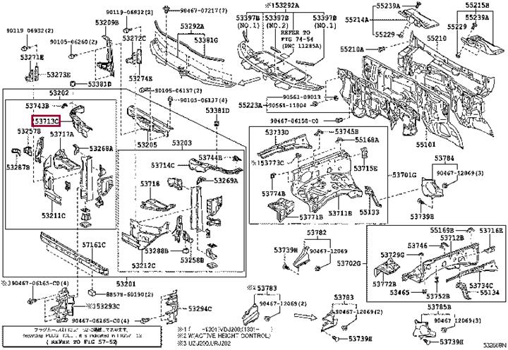 Крепление радиатора правое верхнее Toyota 53713-60080