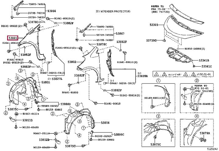 Toyota 53801-74020 Крыло в сборе переднее правое 5380174020: Отличная цена - Купить в Украине на EXIST.UA! 5380174020 Toyota Крыло в сборе переднее правое