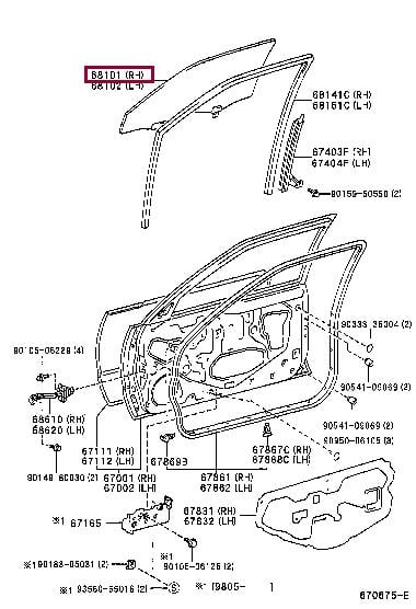681011A400 Toyota Стекло боковое