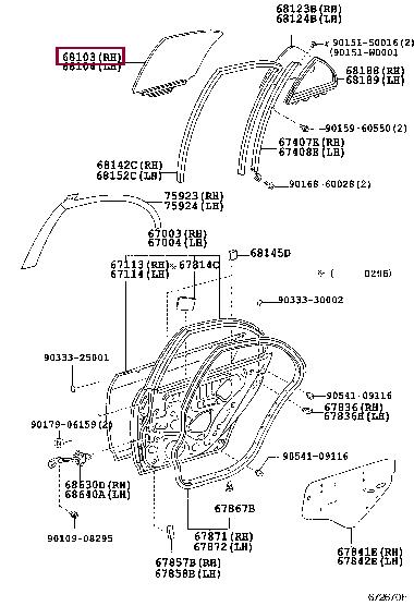6810302070 Toyota Скло бічне