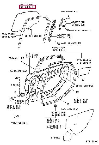 6810405060 Toyota Стекло боковое