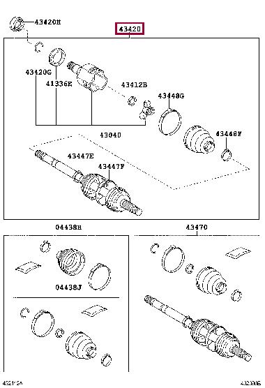 4342074050 Toyota Шарнир равных угловых скоростей (ШРУС)