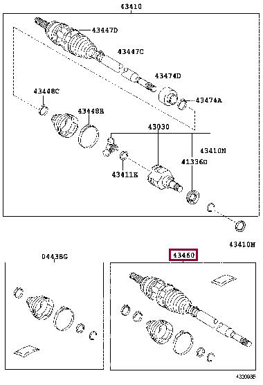 4346009V40 Toyota Шарнир равных угловых скоростей (ШРУС)