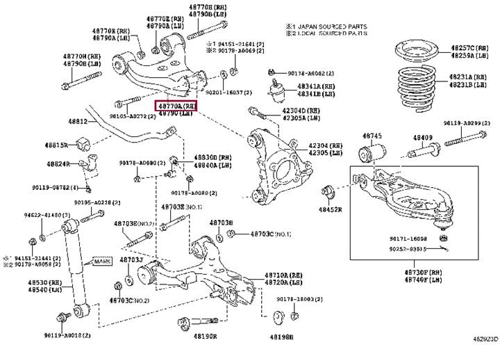 Toyota 48770-0C010 Рычаг задний верхний поперечный правый 487700C010: Отличная цена - Купить в Украине на EXIST.UA! 487700C010 Toyota Рычаг задний верхний поперечный правый