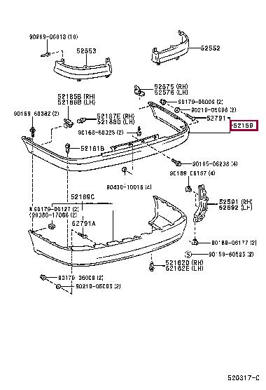 5215905070 Toyota Бампер задній