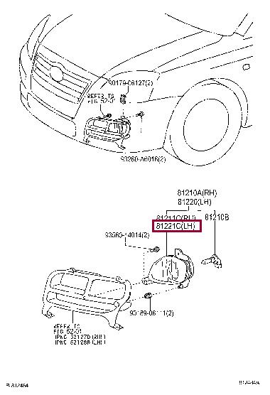 Toyota 81221-05060 Lamp unit, fog lamp, lh 8122105060: Отличная цена - Купить в Украине на EXIST.UA! 8122105060 Toyota Lamp unit, fog lamp, lh