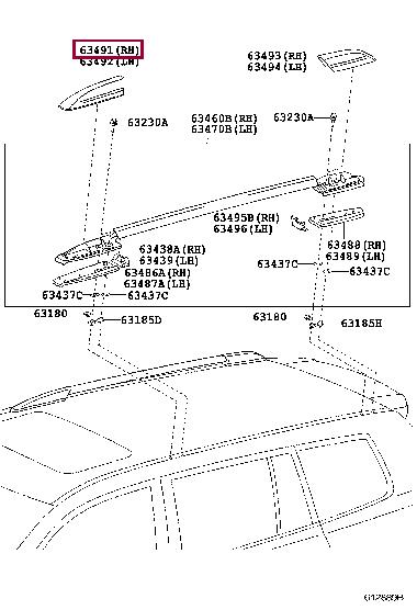 Toyota 63491-48020 Заглушка рейки (рейлинга) багажника даху середня права 6349148020: Купити в Україні - Добра ціна на EXIST.UA!
