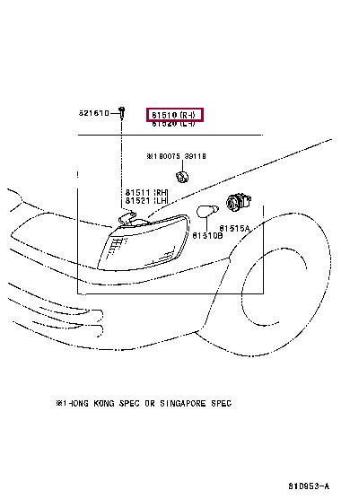 Toyota 81510-33080 Lamp assy, front turn signal, rh 8151033080: Отличная цена - Купить в Украине на EXIST.UA! 8151033080 Toyota Lamp assy, front turn signal, rh