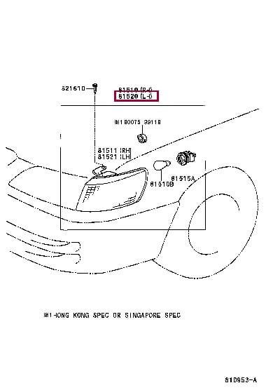 Toyota 81520-33070 Lamp assy, front turn signal, lh 8152033070: Отличная цена - Купить в Украине на EXIST.UA! 8152033070 Toyota Lamp assy, front turn signal, lh